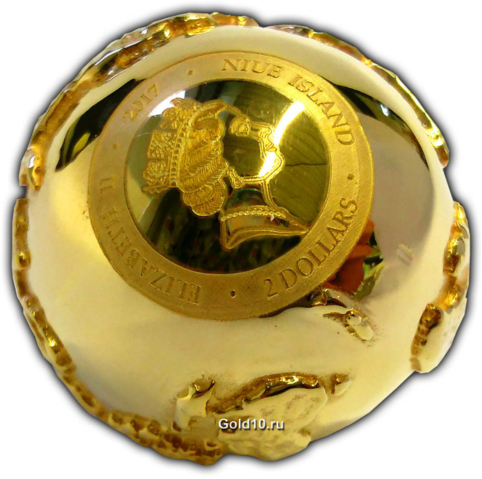 Монета «Золотой бриллиантовый глобус 3D»