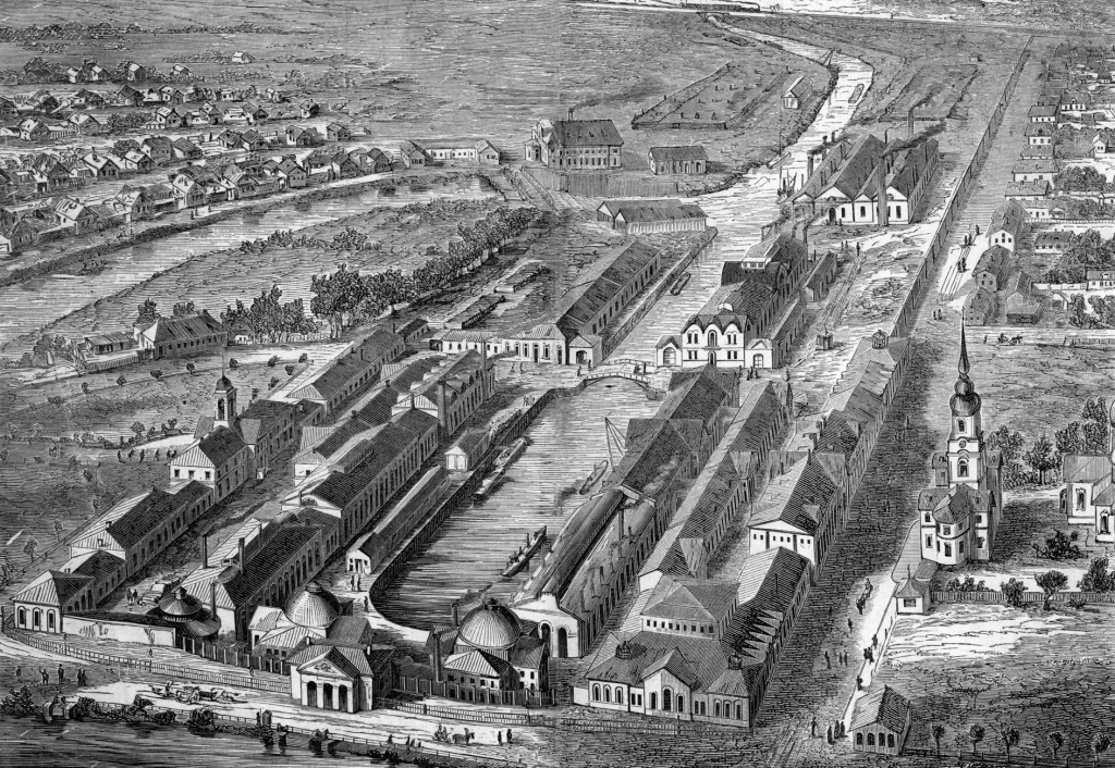 Санкт-Петербург. Колпино. Ижорские заводы. Литография 1870-х гг.