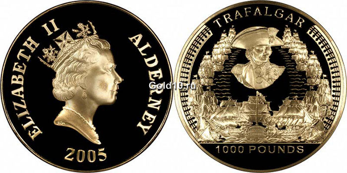Олдерни 1000 фунтов золото 2005 г