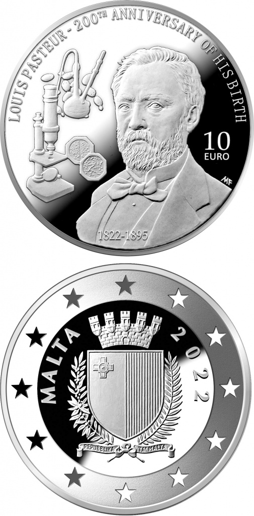 Мальта отчеканила на монете изобретателя пастеризации