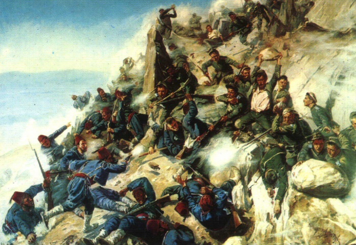 «Защита Орлиного Гнезда орловцами и брянцами 12 августа 1877 года» (А.Н. Попов, 1893)