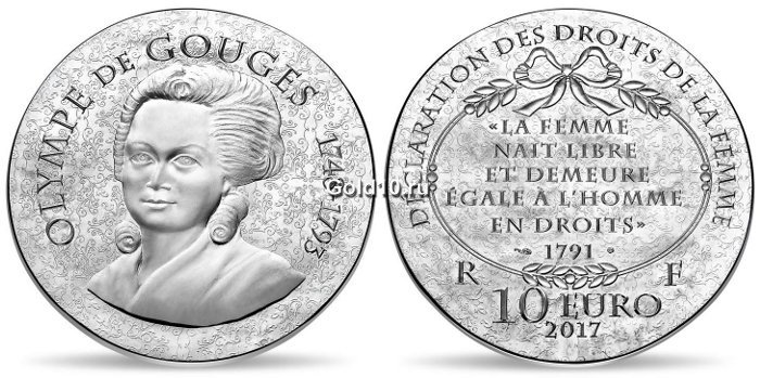 Серебряная монета «Олимпия де Гуж»