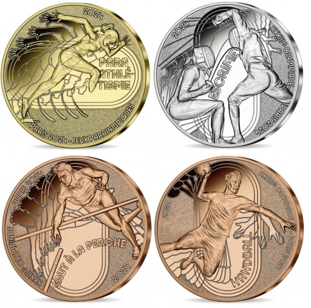 Памятные монеты, посвященные летней Олимпиаде 2024 в Париже. Франция