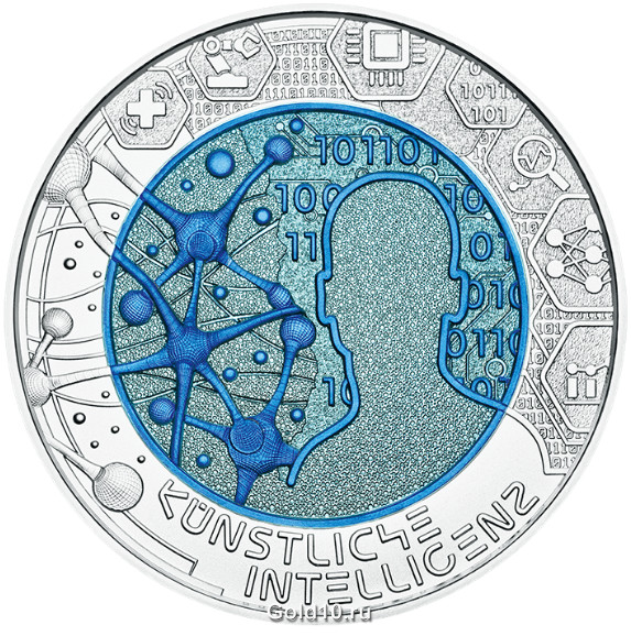 Монета «Искусственный интеллект» (фото - muenzeoesterreich.at)