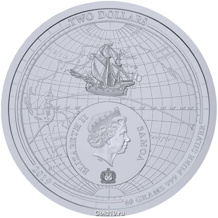 Серебряная монета «500-летие первого кругосветного плавания» (фото - agaunews.com)