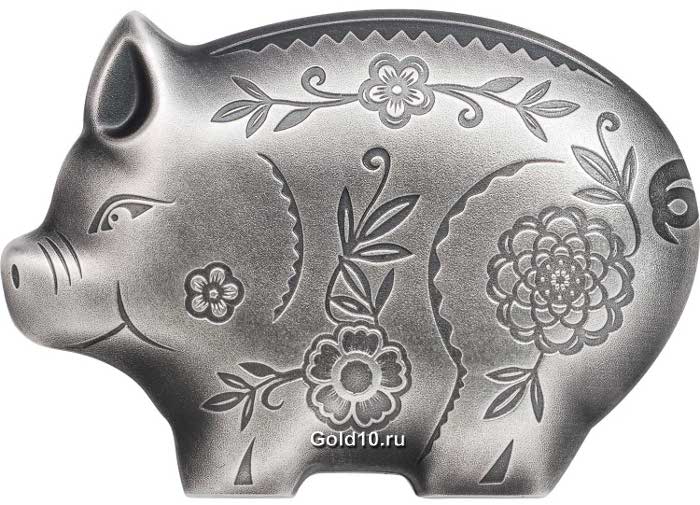 Серебряная монета «Веселая серебряная свинья»