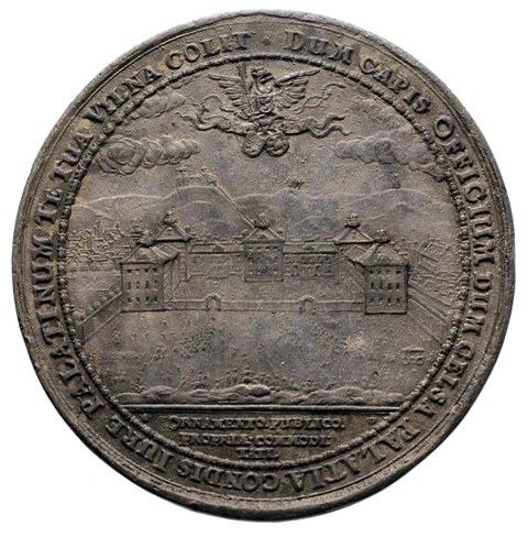 Медаль Себастьяна Дадлера (1653) с изображением дворца Януша Радзивилла