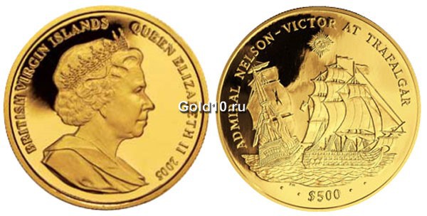 Виргинские о-ва Трафальгар $500 золото 2005