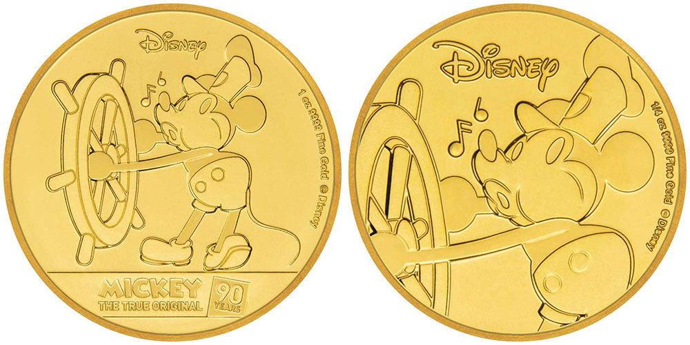 Золотые монеты с Микки-Маусом